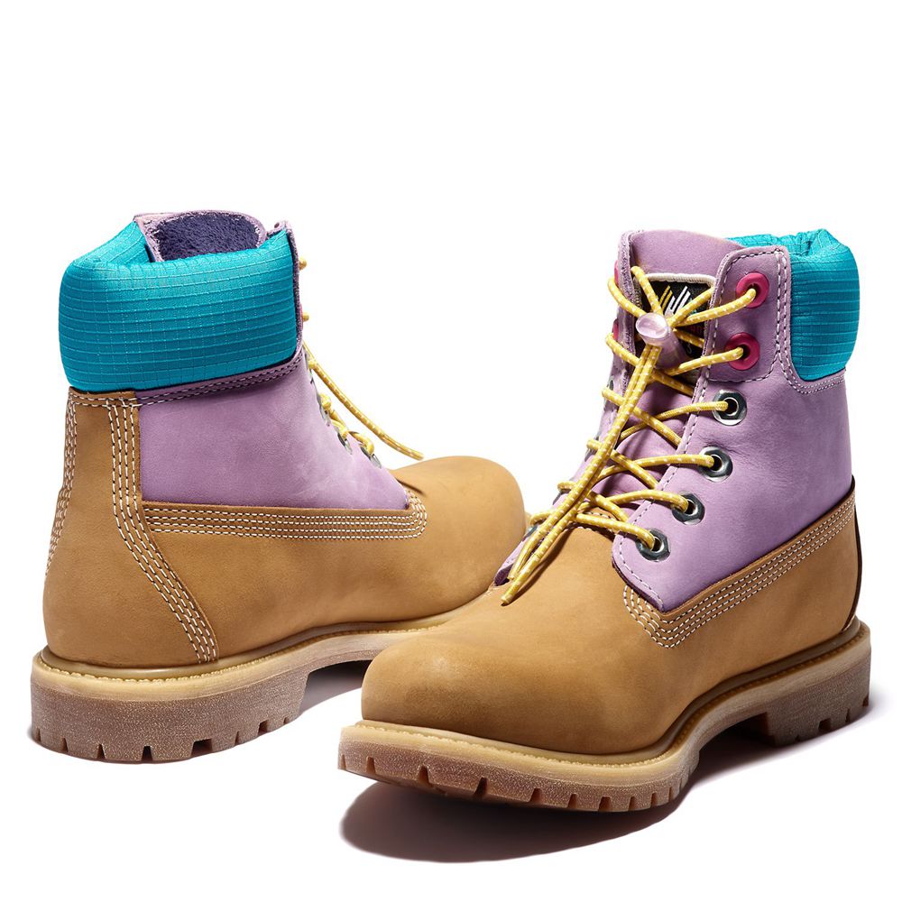 Botas Feminino - Timberland 6-Inch Premium Impermeavel - ZKBWO7806 - Marrom/Roxo